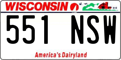 WI license plate 551NSW