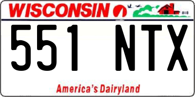 WI license plate 551NTX