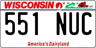 WI license plate 551NUC