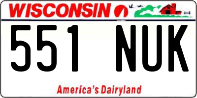 WI license plate 551NUK