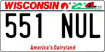 WI license plate 551NUL