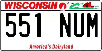 WI license plate 551NUM
