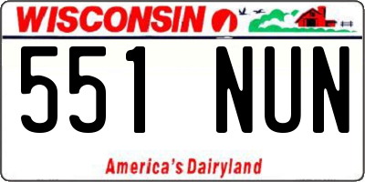WI license plate 551NUN