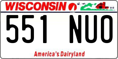 WI license plate 551NUO