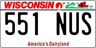 WI license plate 551NUS
