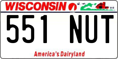 WI license plate 551NUT
