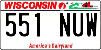 WI license plate 551NUW
