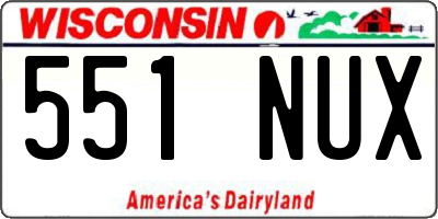 WI license plate 551NUX