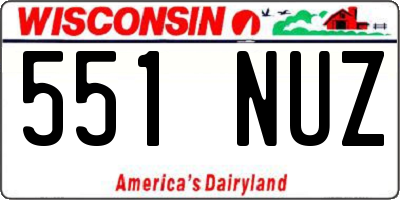 WI license plate 551NUZ