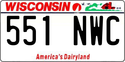 WI license plate 551NWC