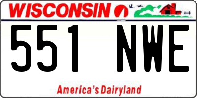 WI license plate 551NWE