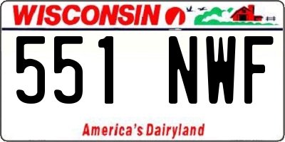 WI license plate 551NWF