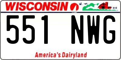 WI license plate 551NWG