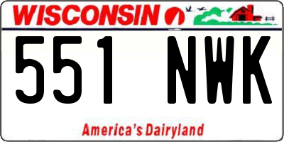 WI license plate 551NWK