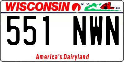 WI license plate 551NWN