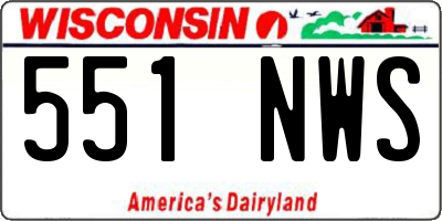 WI license plate 551NWS