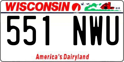 WI license plate 551NWU