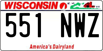 WI license plate 551NWZ