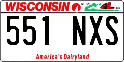 WI license plate 551NXS