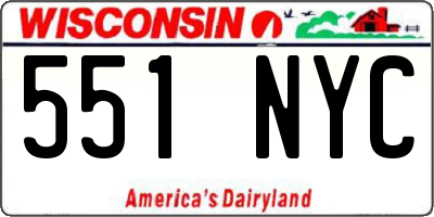 WI license plate 551NYC