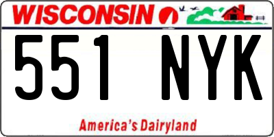 WI license plate 551NYK