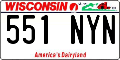 WI license plate 551NYN