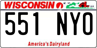 WI license plate 551NYO