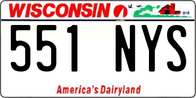 WI license plate 551NYS
