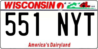 WI license plate 551NYT