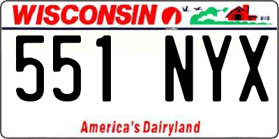 WI license plate 551NYX