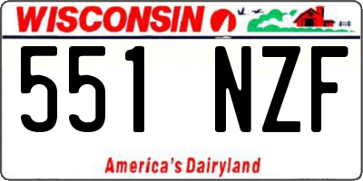 WI license plate 551NZF