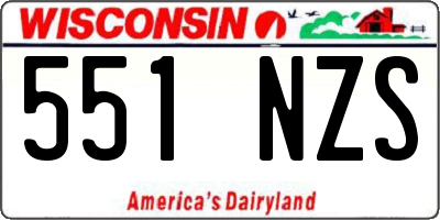 WI license plate 551NZS