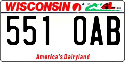WI license plate 551OAB