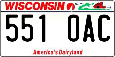 WI license plate 551OAC