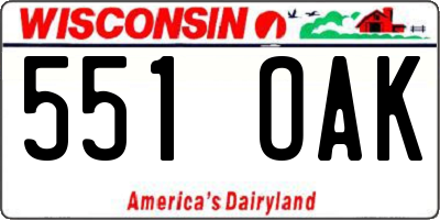 WI license plate 551OAK