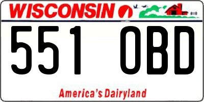 WI license plate 551OBD