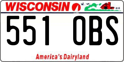 WI license plate 551OBS