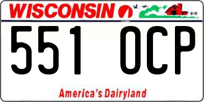 WI license plate 551OCP