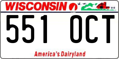 WI license plate 551OCT