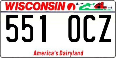 WI license plate 551OCZ