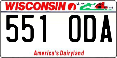 WI license plate 551ODA