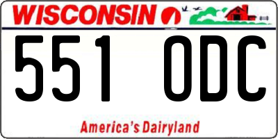 WI license plate 551ODC