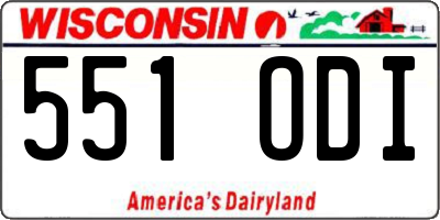 WI license plate 551ODI