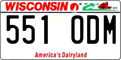 WI license plate 551ODM