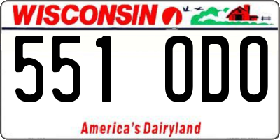 WI license plate 551ODO
