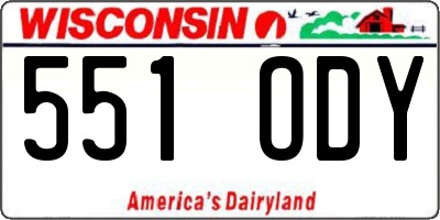 WI license plate 551ODY