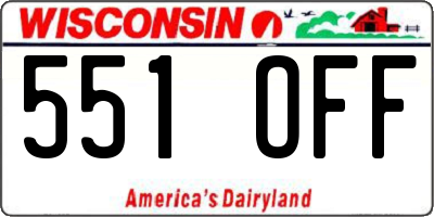 WI license plate 551OFF