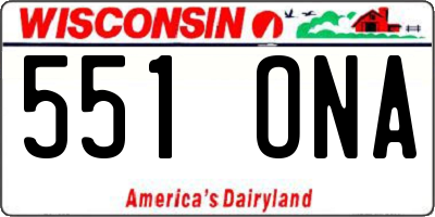 WI license plate 551ONA