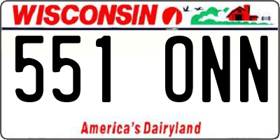 WI license plate 551ONN