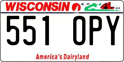 WI license plate 551OPY